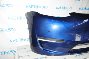 Tesla Model Y 20 bare front bumper - for 6 parking sensors, blue, broken mount, dented, scratches