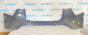 Rear bumper bare top Tesla Model Y 20- blue PPSB, for 6 parking sensors, broken fasteners, dented