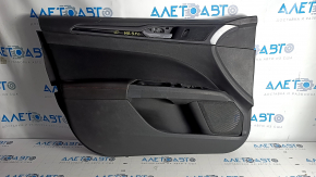 Door trim card front left Ford Fusion mk5 13-16 black with black insert cloth, armrest leather with red stitching, molding gray gloss, dents, bumps