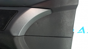 Door trim card front left Ford Fusion mk5 13-16 black with black insert cloth, armrest leather with red stitching, molding gray gloss, dents, bumps