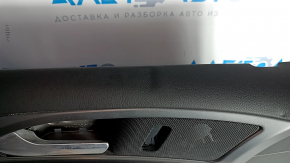 Door trim card front left Ford Fusion mk5 13-16 black with black insert cloth, armrest leather with red stitching, molding gray gloss, dents, bumps