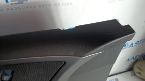Door trim card front left Ford Fusion mk5 13-16 black with black insert cloth, armrest leather with red stitching, molding gray gloss, dents, bumps