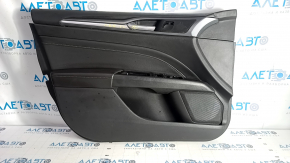 Door trim card front left Ford Fusion mk5 13-16 black with black insert cloth, armrest leather, molding gray gloss, dents, bumps, scratches