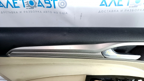 Door trim card front left Ford Fusion mk5 13-16 beige with beige insert cloth, armrest leather, molding gray structure, dents, bumps, abrasions, for cleaning