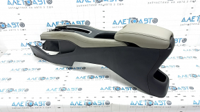 Central console armrest and cup holders Honda HR-V 16-22 grey leather, dry cleanable, scratches, broken armrest mount