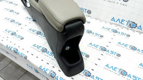 Central console armrest and cup holders Honda HR-V 16-22 grey leather, dry cleanable, scratches, broken armrest mount