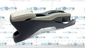 Central console armrest and cup holders Honda HR-V 16-22 grey leather, dry cleanable, scratches, broken armrest mount