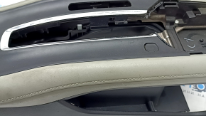 Central console armrest and cup holders Honda HR-V 16-22 grey leather, dry cleanable, scratches, broken armrest mount