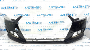 Bare front bumper Audi A4 B9 17-19 without washers, for 4 parking sensors, black, broken mount, scratches