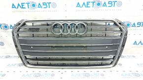 Radiator grille assembly Audi A4 B9 17-19 with emblem, quattro, for parking sensors, light chrome, sand