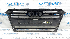 Radiator grille assembly Audi A4 B9 17-19 with emblem, quattro, for parking sensors, light chrome, sand