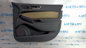 Door trim card front right Ford Edge 15-18 black leather, armrest leather, with beige insert, dents, scuffs, bumps, scratches, needs cleaning
