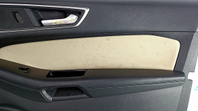 Door trim card front right Ford Edge 15-18 black leather, armrest leather, with beige insert, dents, scuffs, bumps, scratches, needs cleaning