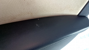 Door trim card front right Ford Edge 15-18 black leather, armrest leather, with beige insert, dents, scuffs, bumps, scratches, needs cleaning