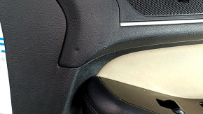 Door trim card front right Ford Edge 15-18 black leather, armrest leather, with beige insert, dents, scuffs, bumps, scratches, needs cleaning