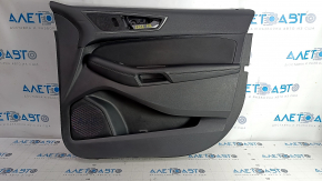 Door trim card front right Ford Edge 15-18 black leather, armrest leather, bumps, scratches, whitened plastic