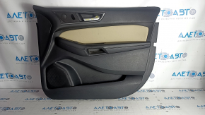 Door trim card front right Ford Edge 15-18 black leather, armrest leather, with beige insert, dents, bumps, scratches, broken fastener