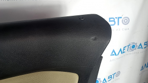 Door trim card front right Ford Edge 15-18 black leather, armrest leather, with beige insert, dents, bumps, scratches, broken fastener