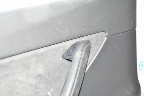 Door trim card front left Tesla Model Y 20 - black leather, with backlight, matte lining, with suede insert, with window lift control, with door opening button, scuffs, broken handle housing