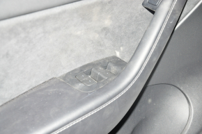 Door trim card front left Tesla Model Y 20 - black leather, with backlight, matte lining, with suede insert, with window lift control, with door opening button, scuffs, broken handle housing
