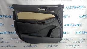 Door trim card front left Ford Edge 15-18 black leather, armrest leather with beige insert, bumps, scratches, dent