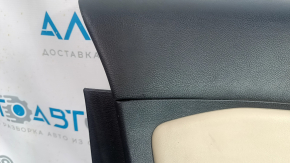 Door trim card front left Ford Edge 15-18 black leather, armrest leather with beige insert, bumps, scratches, dent