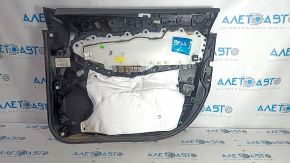 Door trim card front left Ford Edge 15-18 black leather, armrest leather with beige insert, bumps, scratches, dent