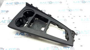 Center console trim with cup holders Audi A4 B9 17-19 black, broken fasteners, scratches