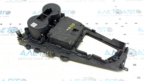 Center console trim with cup holders Audi A4 B9 17-19 black, broken fasteners, scratches
