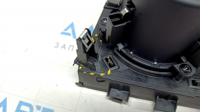 Center console trim with cup holders Audi A4 B9 17-19 black, broken fasteners, scratches