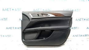 Door trim card front right Lincoln MKZ 17-20 black leather, armrest leather, insert wood gloss