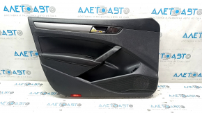 Door trim card front left VW Passat b7 12-15 USA black with black insert leather, armrest leather, molding gray gloss