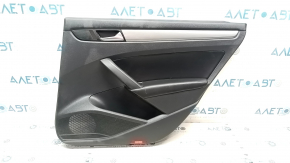Door trim card rear right VW Passat b7 12-15 USA black with black insert leather, armrest leather, molding gray gloss, scratches