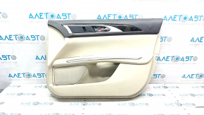 Door trim card front right Lincoln MKZ 13-16 beige leather, armrest leather, insert wood gloss, butts