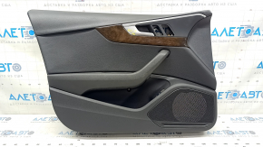 Door trim card front left Audi A4 B9 17-19 black, black armrest, leather, wood insert, scratches