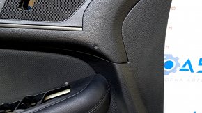 Door trim card front left Ford Edge 15-18 black with black insert cloth, armrest leather, molding handle gray, bumps, abrasions, scratches