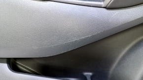 Door trim card front left Ford Edge 15-18 black with black insert cloth, armrest leather, molding handle gray, bumps, abrasions, scratches