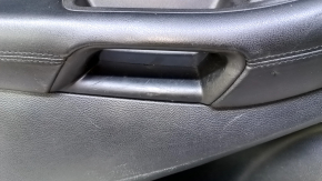 Door trim card front left Ford Edge 15-18 black with black insert cloth, armrest leather, molding handle gray, bumps, abrasions, scratches