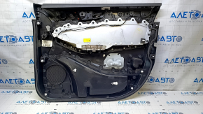 Door trim card front left Ford Edge 15-18 black with black insert cloth, armrest leather, molding handle gray, bumps, abrasions, scratches