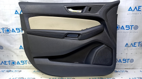 Door trim card front left Ford Edge 15-18 black leather, armrest leather with beige insert, bumps, scratches, dent