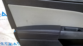 Door trim card front left Ford Fusion mk5 13-16 black with gray insert cloth, armrest leather, molding gray gloss, scratches, scuffs, needs cleaning