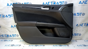Door trim card front left Ford Fusion mk5 13-16 black with black insert cloth, armrest leather with red stitching, molding gray gloss, dents, scratches