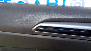 Door trim card front left Ford Fusion mk5 13-16 black with black insert cloth, armrest leather with red stitching, molding gray gloss, dents, scratches