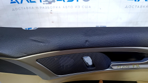 Door trim card front right Ford Fusion mk5 13-16 beige with beige insert cloth, armrest leather, molding gray structure, scratches, dents, bumps
