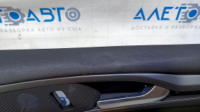 Door trim card front right Ford Fusion mk5 13-16 black with black insert cloth, armrest leather, molding gray gloss, red stitching, dent, scratches