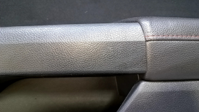 Door trim card front right Ford Fusion mk5 13-16 black with black insert cloth, armrest leather, molding gray gloss, red stitching, dent, scratches