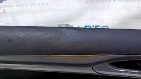 Door trim card front left Ford Fusion mk5 13-16 black with black insert cloth, armrest leather, molding gray gloss, dents, scuffs, scratches
