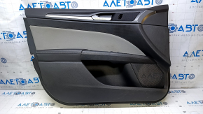 Door trim card front left Ford Fusion mk5 13-16 black with gray insert cloth, armrest leather, molding gray gloss, scratches, dents