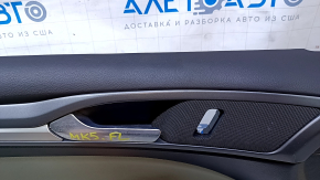 Door trim card front left Ford Fusion mk5 13-16 black with gray insert cloth, armrest leather, molding gray gloss, scratches, dents