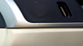 Door trim card front right Ford Fusion mk5 13-16 beige with beige insert cloth, armrest leather, molding gray structure, scratches, dents, whitened plastic